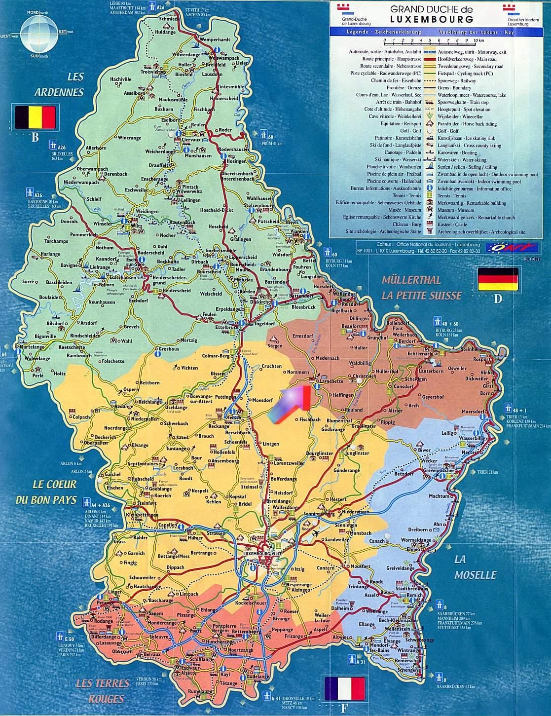 карта на Люксембург забележителности карта