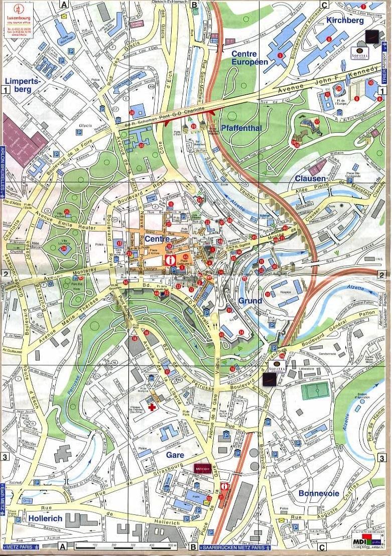 карта на Стария град на Люксембург,