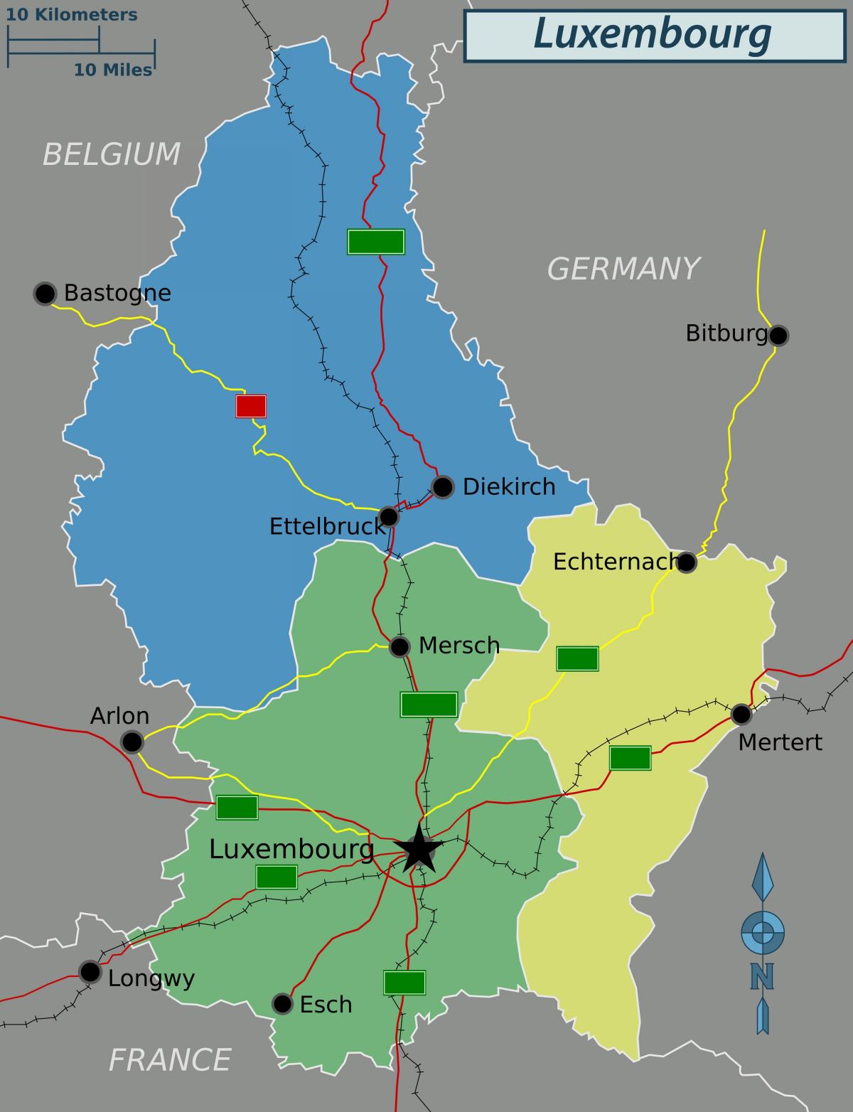 карта на Люксембург политическо
